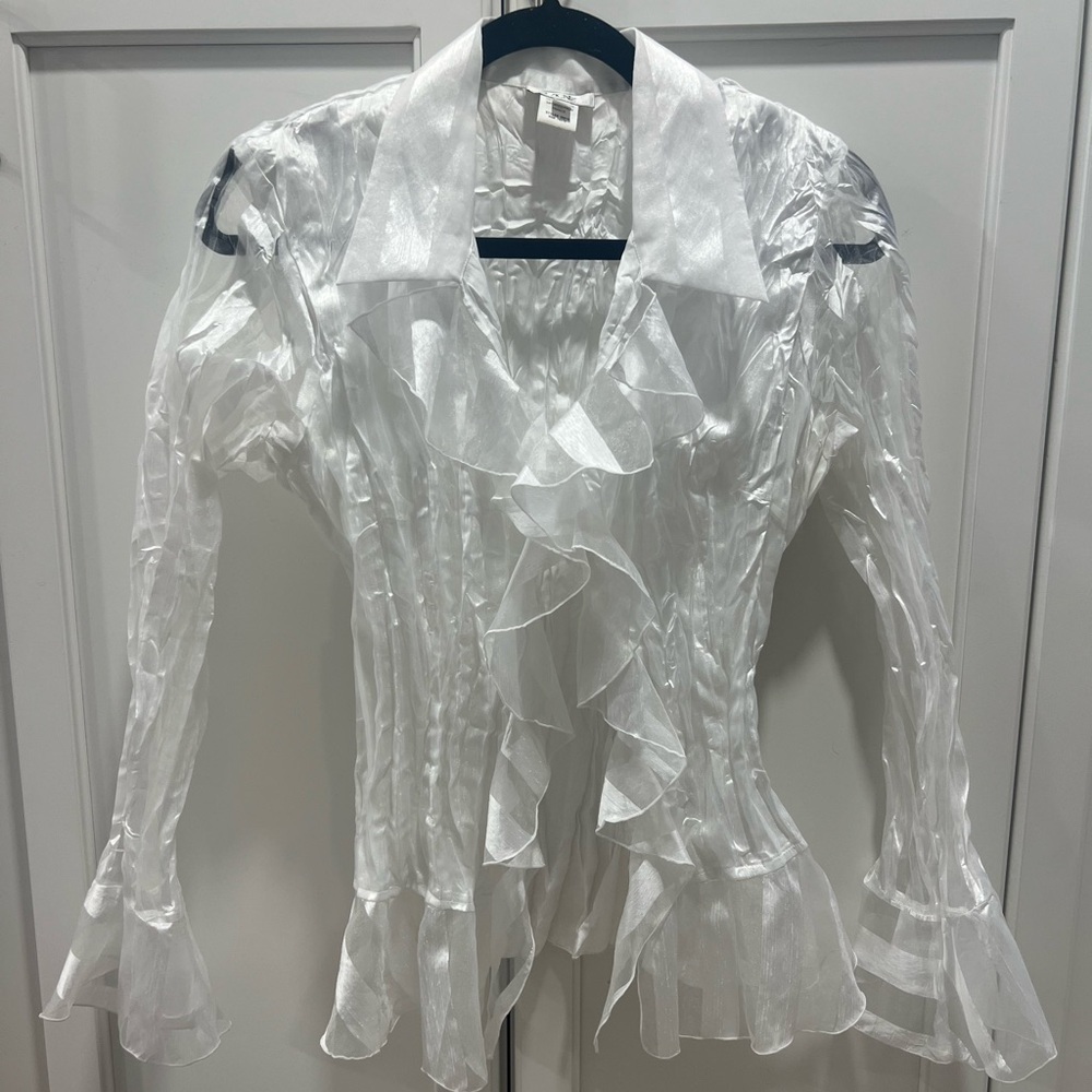 Cache vintage ruffle sheer top